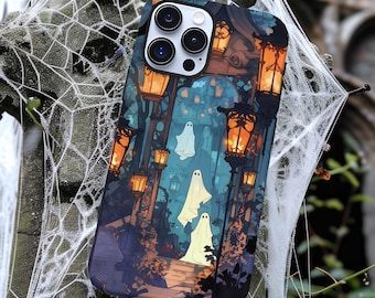 Graveyard ghost spooky Halloween aesthetic phone case for iPhone 16 15 14 13 12 11 Pro Max X XR XS 8 Galaxy S21 S22 S23 S24 S25 Google Pixel