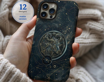 Art deco zodiac matte horoscope astral aesthetic phone case for iPhone 16 15 14 13 12 11 Pro Max X XR XS 8 Samsung S22 S23 S24 Google Pixel