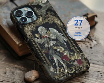 Art nouveau matte aesthetic tarot card phone case for iPhone 16 15 14 13 12 11 Pro Max X XR XS 8 Samsung S25 S24 S23 S22 S21 Google Pixel