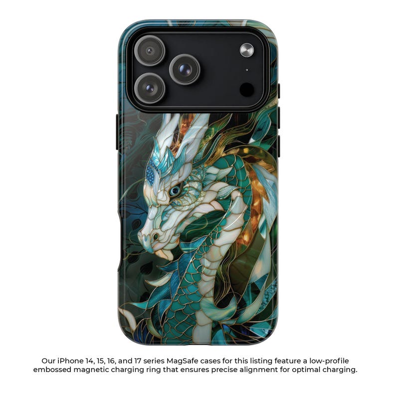 Chinese dragon stained glass mosaic phone case for iPhone 17 16 15 14 13 12 11 Pro Max X XR XS Samsung S26 S25 S24 S23 S22 Google Pixel afbeelding 5