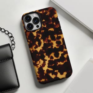 Faux tortoise shell print phone case cover for iPhone 16 15 14 13 12 11 Pro Max X XR XS 8, Samsung Galaxy S25 S24 S23 S22 S21, Google Pixel