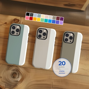 Minimalist vertical two-tone matte phone case cover for iPhone 17 16 15 14 13 12 11 Pro Max X XR XS Galaxy S26 S25 S24 S23 S22 Google Pixel