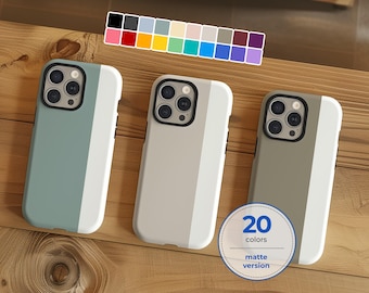 Minimalist vertical two-tone matte phone case cover for iPhone 17 16 15 14 13 12 11 Pro Max X XR XS Galaxy S26 S25 S24 S23 S22 Google Pixel