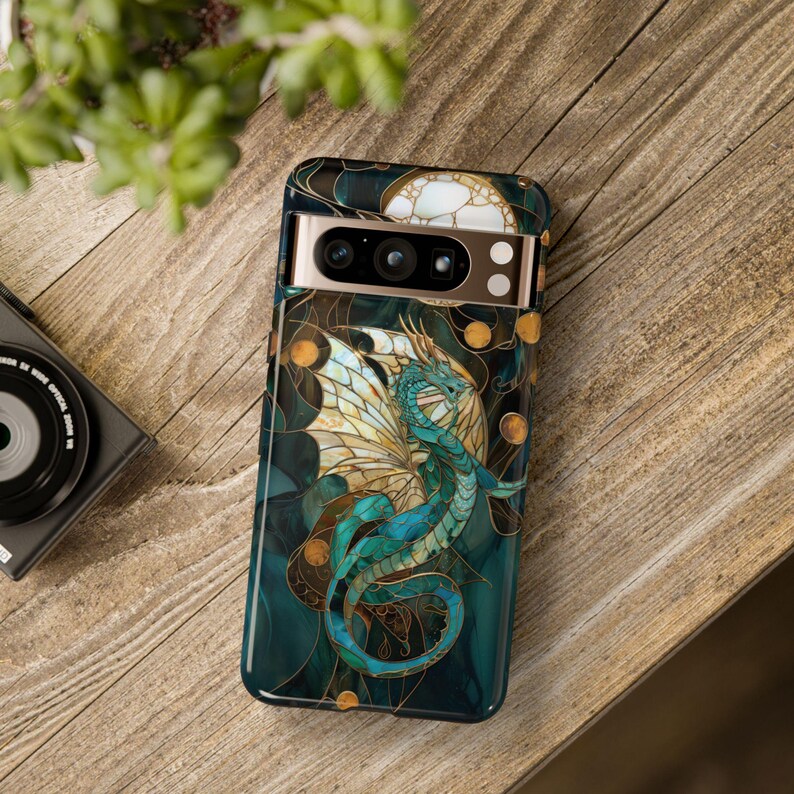 Majestic dragon stained glass mosaic phone case for iPhone 17 16 15 14 13 12 11 Pro Max X XR 8 Galaxy S26 S25 S24 S23 S22 Google Pixel image 10
