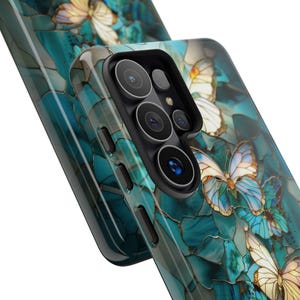 Pretty butterfly stained glass mosaic phone case for iPhone 17 16 15 14 13 12 11 Pro Max X XR XS 8 Samsung S26 S25 S24 S23 S22 Google Pixel image 8