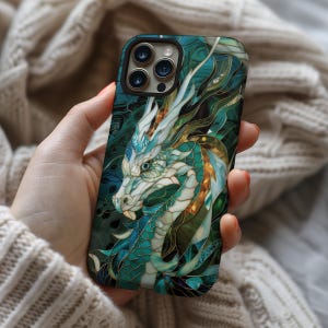 Chinese dragon stained glass mosaic phone case for iPhone 16 15 14 13 12 11 Pro Max X XR XS 8, Samsung S20 S21 S22 S23 S24 S25, Google Pixel