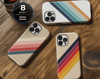 Vintage 70s diagonal glossy retro stripes phone case for iPhone 17 16 15 14 13 12 11 Pro Max X XR 8 Galaxy S26 S25 S24 S23 S22 Google Pixel
