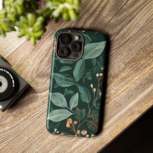 Green botany aesthetic flower phone case cover for iPhone 8 X XR XS 11 12 13 14 15 Pro Max, Samsung Galaxy S24 S23 S22, Google Pixel image 2