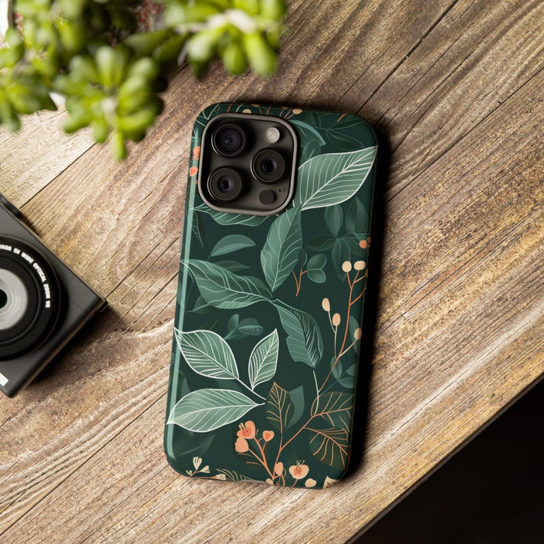 Green botany aesthetic flower phone case cover for iPhone 8 X XR XS 11 12 13 14 15 Pro Max, Samsung Galaxy S24 S23 S22, Google Pixel image 2