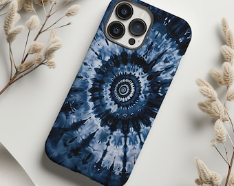 Black and blue groovy hippie tie dye phone case cover for iPhone 8 X XR XS 11 12 13 14 15 Pro Max, Samsung Galaxy S24 S23 S22, Google Pixel