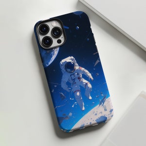 Astronaut in wreckage space and planets phone case for iPhone 8 X XR XS 11 12 13 14 15 Pro Max, Samsung Galaxy S24 S23 S22, Google Pixel