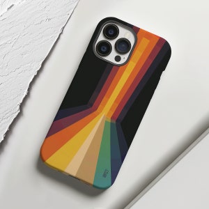 Converging rainbow retro stripes phone case cover for iPhone 15 14 13 12 11 Pro Max X XR XS 8, Samsung Galaxy S24 S23 S22, Google Pixel