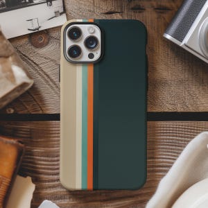 Vintage 70s aesthetic green retro stripes phone case for iPhone 16 15 14 13 12 11 Pro Max X XR XS 8 Samsung S25 S24 S23 S22 S21 Google Pixel