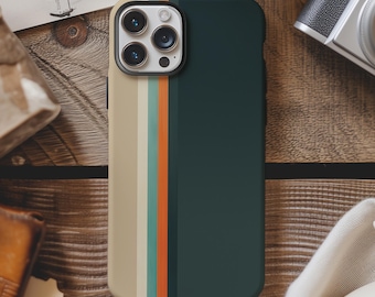 Vintage 70s aesthetic green retro stripes phone case for iPhone 16 15 14 13 12 11 Pro Max X XR XS 8 Samsung S25 S24 S23 S22 S21 Google Pixel