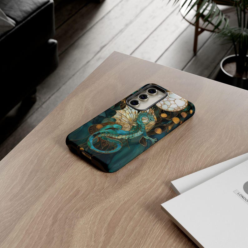 Majestic dragon stained glass mosaic phone case for iPhone 17 16 15 14 13 12 11 Pro Max X XR 8 Galaxy S26 S25 S24 S23 S22 Google Pixel image 8
