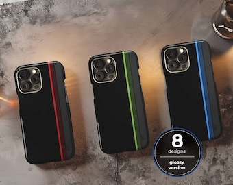 Black minimalist vertical glossy stripes phone case for iPhone 15 14 13 12 11 Pro Max X XR XS 8, Samsung S20 S21 S22 S23 S24, Google Pixel