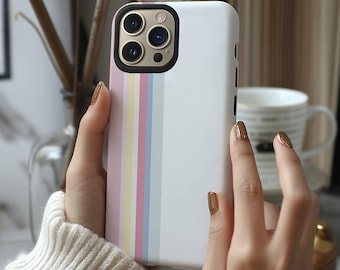 Vertical pastel aesthetic retro stripes phone case for iPhone 8 X XR XS 11 12 13 14 15 16 Pro Max Galaxy S25 S24 S23 S22 S21 Google Pixel