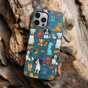 Colorful dog pattern cute dog lover phone case cover for iPhone 15 14 13 12 11 Pro Max X XR XS 8, Samsung S20 S21 S22 S23 S24, Google Pixel