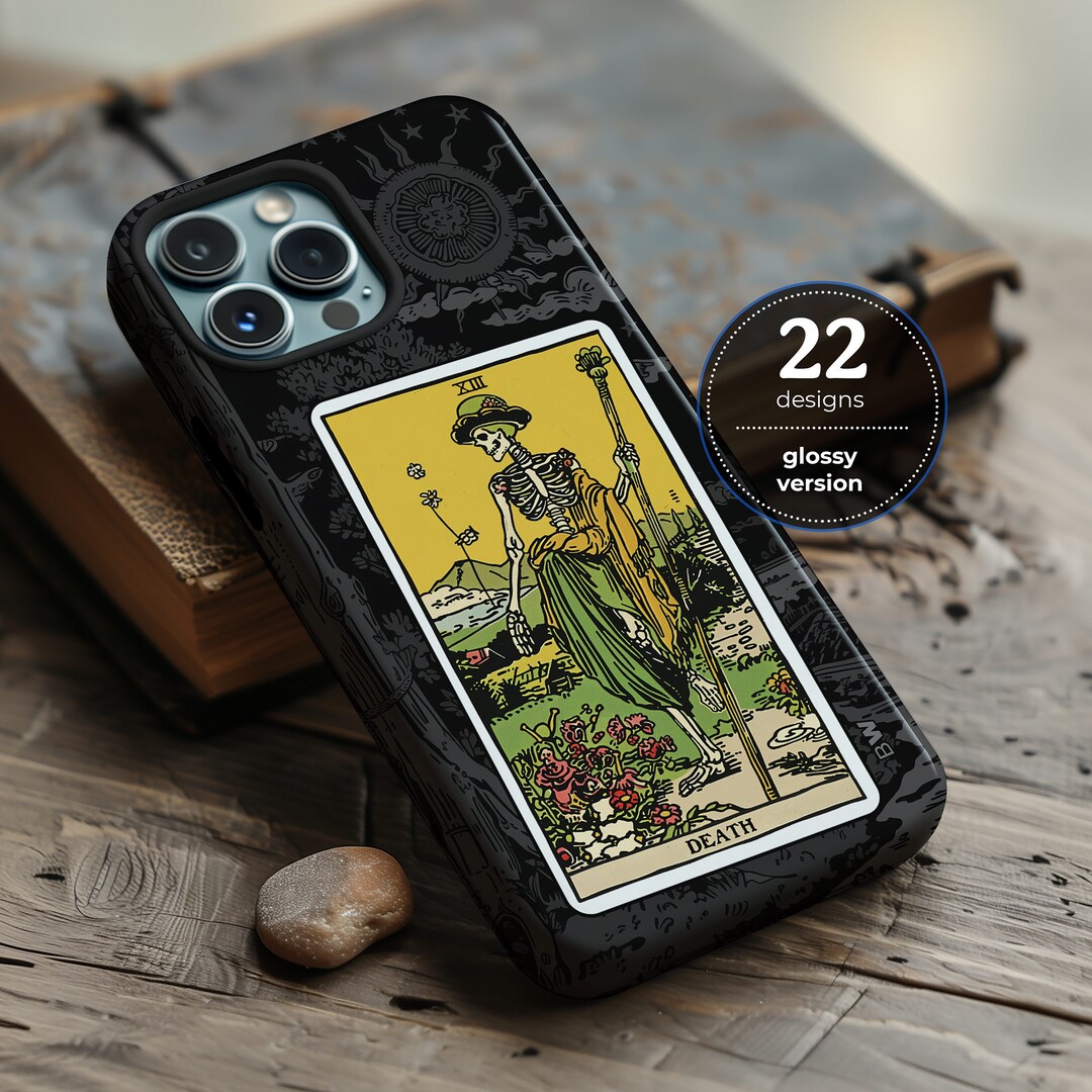 Medieval Glossy Gray Aesthetic Tarot Card Phone Case for iPhone 16