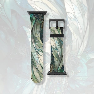 Fairy wing stained glass aesthetic pixie Apple Watch band Series 3 4 5 6 7 8 9 10 11 38mm 40mm 41mm 42mm 44mm 45mm vegan faux leather strap