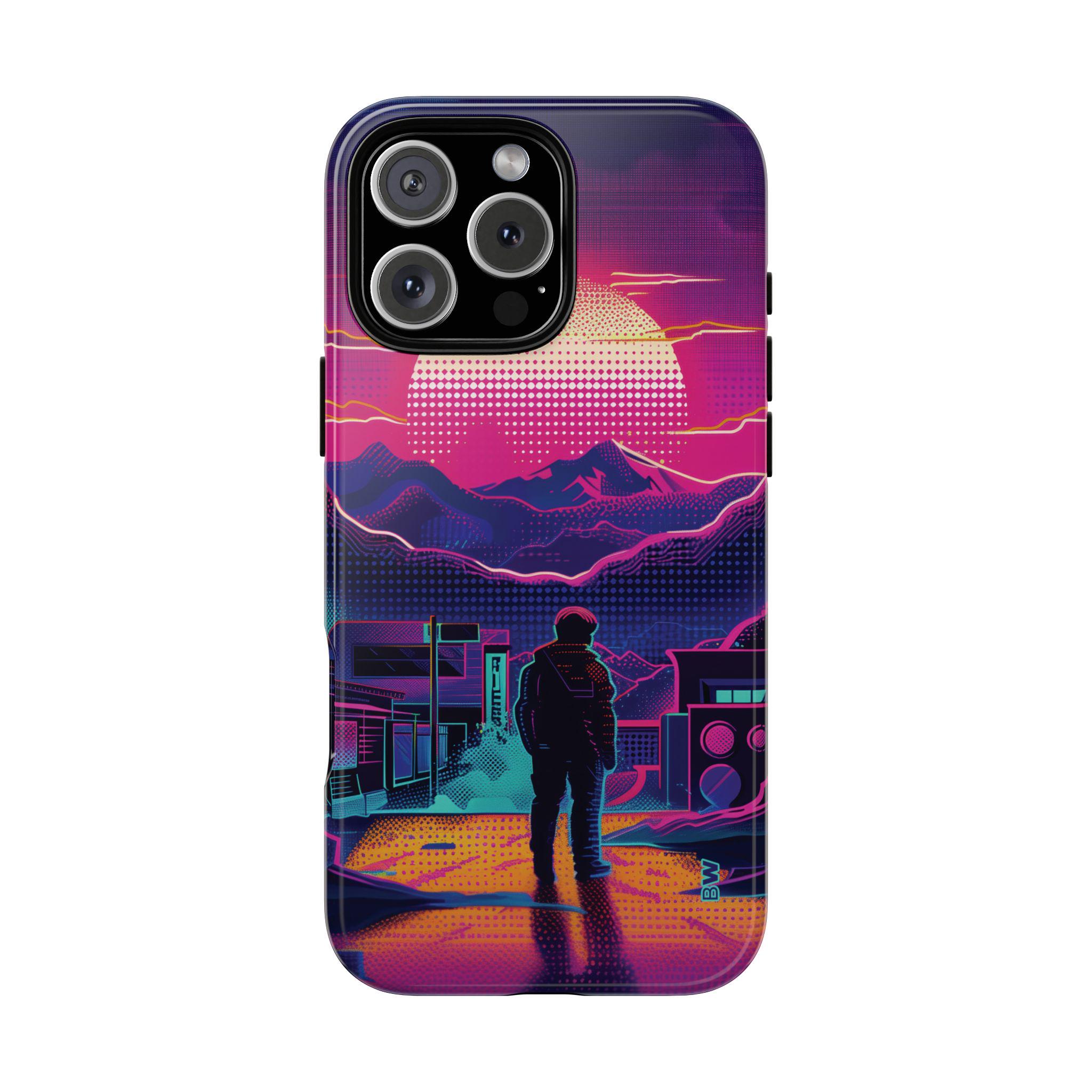 Synthwave Mountain Town Retro 80s Aesthetic Phone Case for iPhone 8 X ...