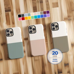 Minimalist horizontal two-tone matte phone case cover for iPhone X XR 11 12 13 14 15 16 17 Pro Max Galaxy S26 S25 S24 S23 S22 Google Pixel