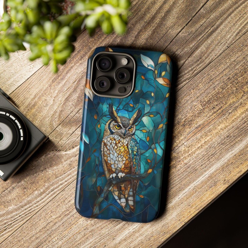 Great Horned Owl Stained Glass Aesthetic Phone Case for iPhone 8 X XR ...
