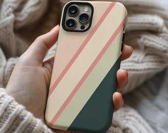Diagonal pastel aesthetic retro stripes phone case for iPhone 8 X XR XS 11 12 13 14 15 16 Pro Max Samsung S25 S24 S23 S22 S21 Google Pixel