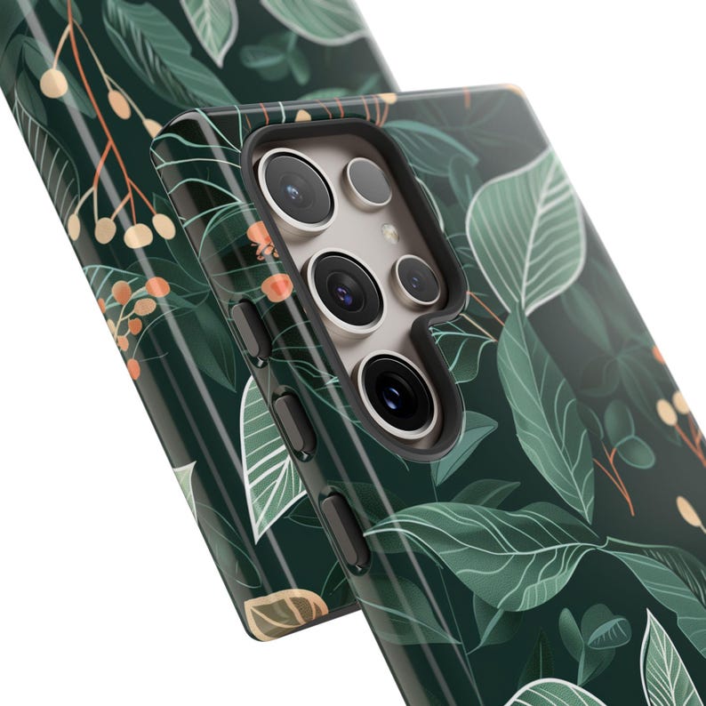 Green botany aesthetic flower phone case cover for iPhone 8 X XR XS 11 12 13 14 15 Pro Max, Samsung Galaxy S24 S23 S22, Google Pixel image 6