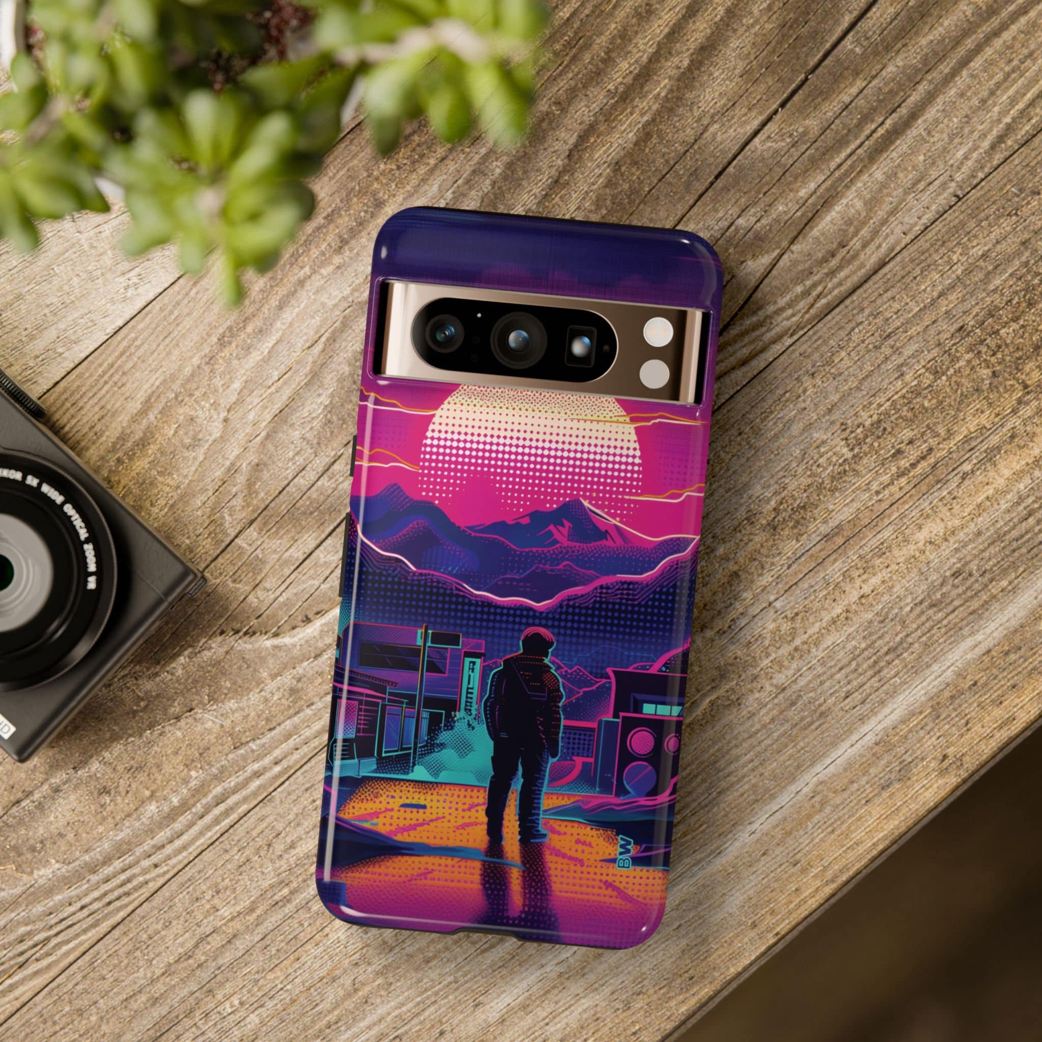 Synthwave Mountain Town Retro 80s Aesthetic Phone Case for iPhone 8 X ...