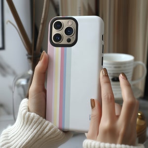 Vertical pastel aesthetic retro stripes phone case for iPhone 8 X XR XS 11 12 13 14 15 16 Pro Max Galaxy S25 S24 S23 S22 S21 Google Pixel