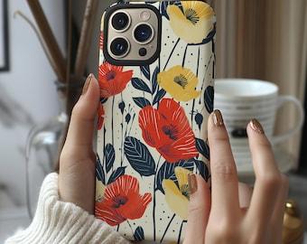 Flowers and leaves floral aesthetic phone case cover for iPhone 8 X XR XS 11 12 13 14 15 Pro Max, Samsung Galaxy S24 S23 S22, Google Pixel