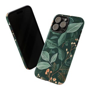 Green botany aesthetic flower phone case cover for iPhone 8 X XR XS 11 12 13 14 15 Pro Max, Samsung Galaxy S24 S23 S22, Google Pixel image 4