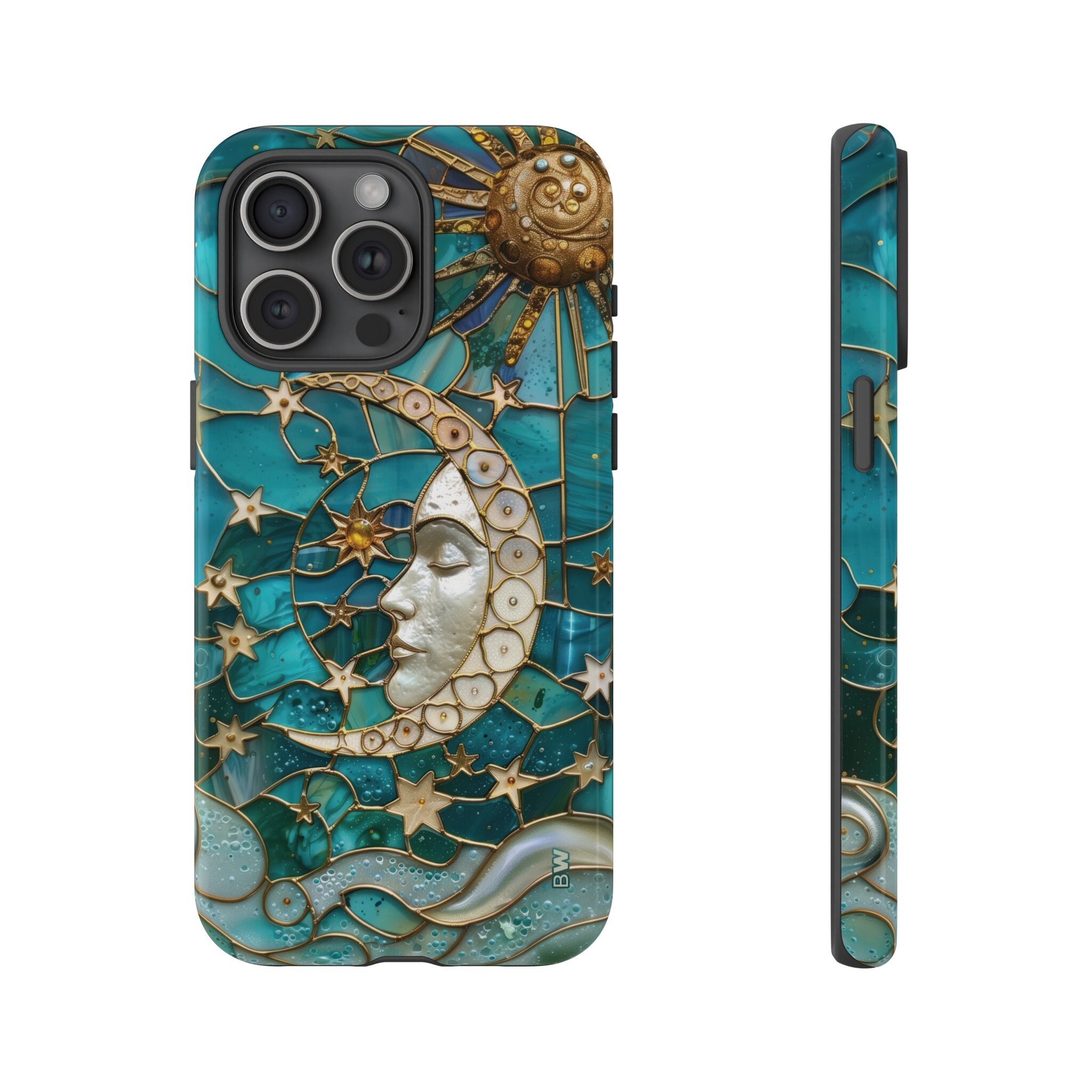 Iphone Rx Fake Moon Moon and Stars Stained Glass Aesthetic Phone Case for iPhone 15 14 13 ...