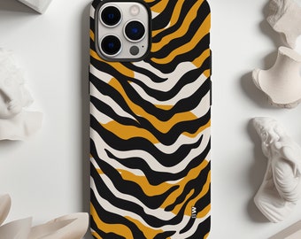 White and orange tiger print aesthetic phone case for iPhone 15 14 13 12 11 Pro Max X XR XS 8, Samsung S20 S21 S22 S23 S24, Google Pixel