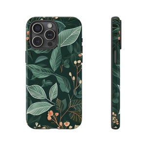 Green botany aesthetic flower phone case cover for iPhone 8 X XR XS 11 12 13 14 15 Pro Max, Samsung Galaxy S24 S23 S22, Google Pixel image 3
