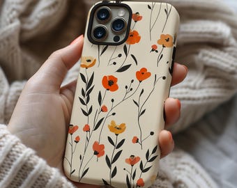 Boho autumn wildflower floral aesthetic phone case for iPhone 16 15 14 13 12 11 Pro Max X XR XS 8 Samsung S25 S24 S23 S22 S21 Google Pixel