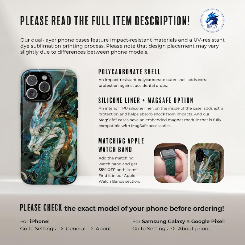 Chinese dragon stained glass mosaic phone case for iPhone 17 16 15 14 13 12 11 Pro Max X XR XS Samsung S26 S25 S24 S23 S22 Google Pixel afbeelding 3