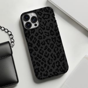 Black leopard print cheetah pattern phone case cover for iPhone 17 16 15 14 13 12 11 Pro Max X XR XS Galaxy S26 S25 S24 S23 S22 Google Pixel