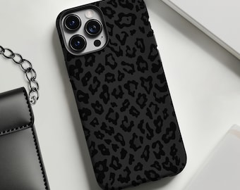 Black leopard print cheetah pattern phone case cover for iPhone 17 16 15 14 13 12 11 Pro Max X XR XS Galaxy S26 S25 S24 S23 S22 Google Pixel