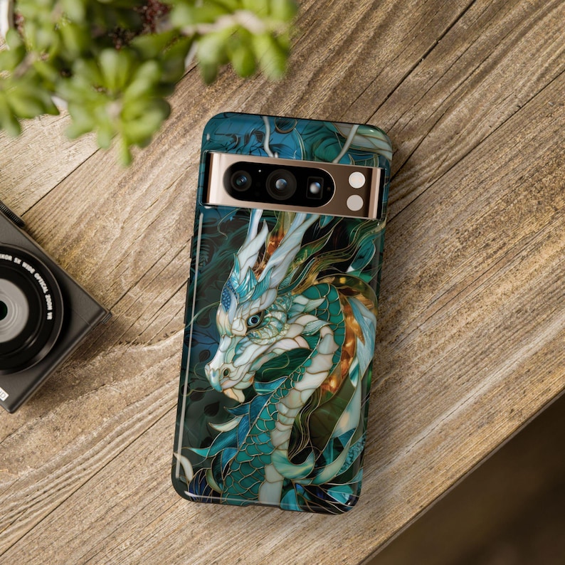 Chinese dragon stained glass mosaic phone case for iPhone 17 16 15 14 13 12 11 Pro Max X XR XS Samsung S26 S25 S24 S23 S22 Google Pixel afbeelding 11