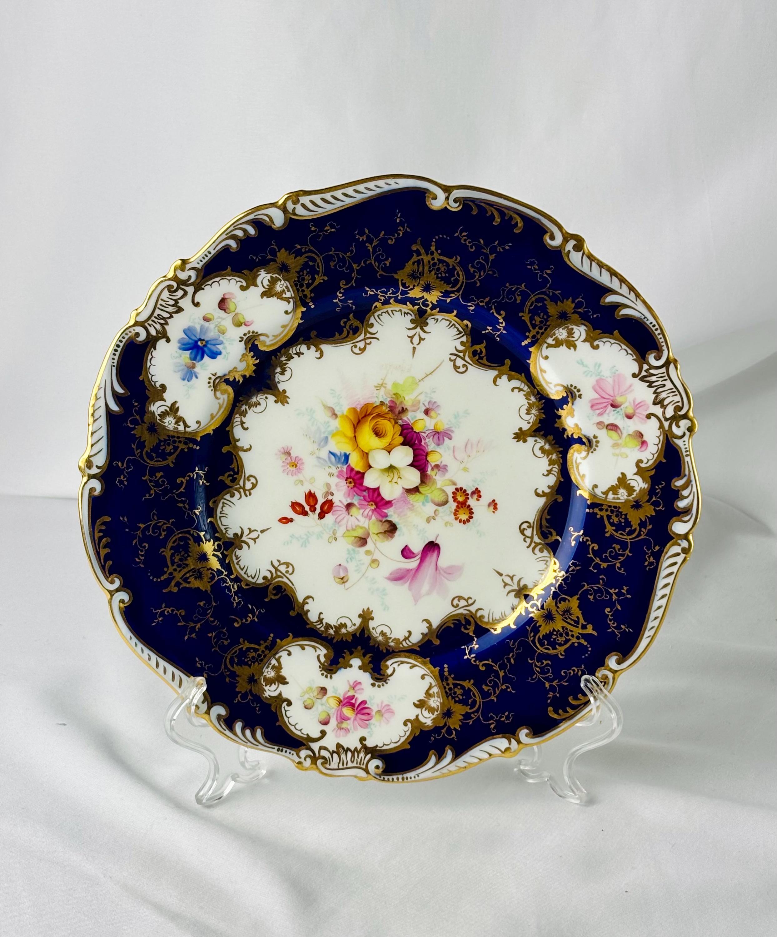 【TIFFANY Co. ✖️ COALPORT】プレート　キャビネット Coalport England for Tiffany Gilt Porcelain Dessert Plates Cobalt