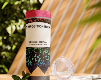 Glitter Composition Book Tumbler Wrap