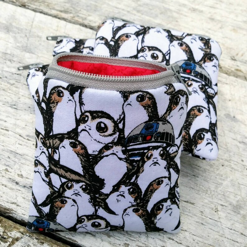 Star Wars mini zipper pouch. Little change purse. Porgs and R2D2 coin wallet. image 3