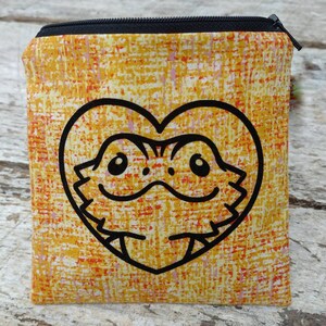 Bearded dragon zipper pouch. Great gift for beardie parents. I heart lizards and reptiles. Change purse. Orange lizard lover bag image 2