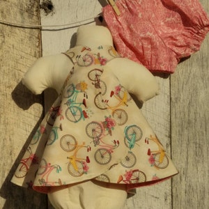Reversible dress and bloomers set. Flower delivery bicycles reverses to pick and cream floral. image 4