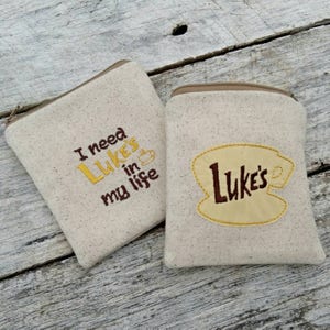 Gilmore girls pouches. Luke's coffee shop logo. I need Luke's in my life Gilmore girls zipper purse. Gift set. image 1