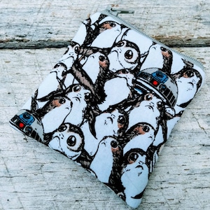 Star Wars mini zipper pouch. Little change purse. Porgs and R2D2 coin wallet. image 1