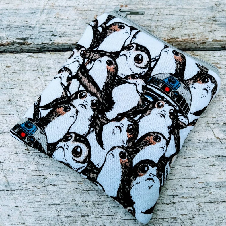 Star Wars mini zipper pouch. Little change purse. Porgs and R2D2 coin wallet. image 1