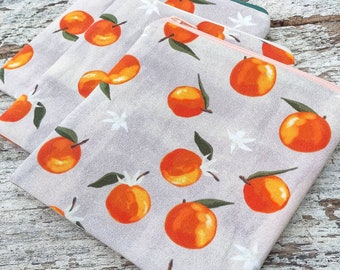 Juicy peaches square zipper pouches. Summer fruits. Fruit salad. Fabric change purse. Gift idea. Time for cobbler